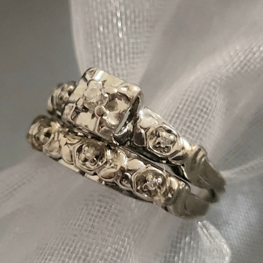 Vintage midcentury ladies engagement wedding set 1950s